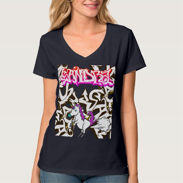 Graffiti Namn Sandra & uniqorn Farting T Shirt (Framsida)