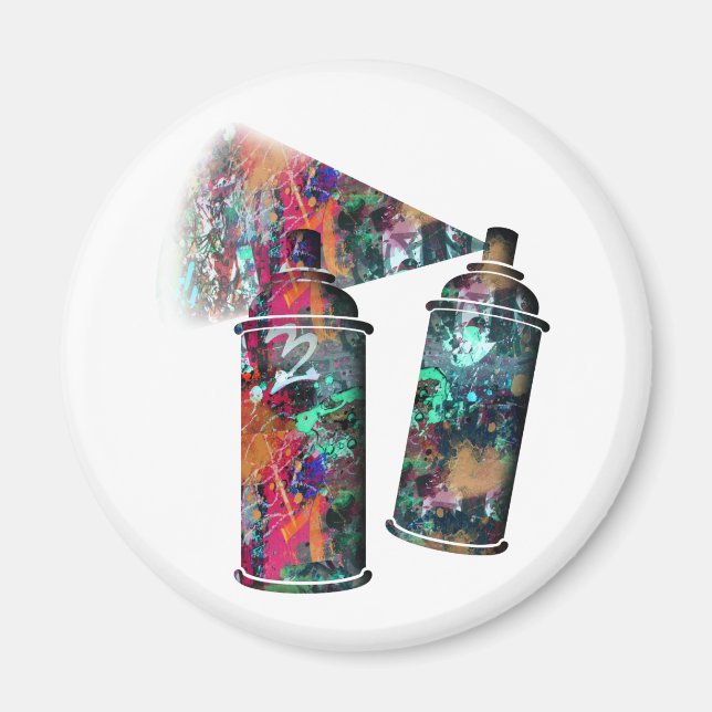 Graffiti och Paint Splatter Spray Cans Magnet (Framsidan)