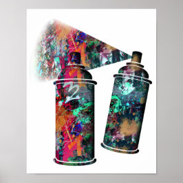 Graffiti och Paint Splatter Spray Cans Poster