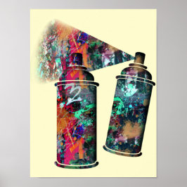 Graffiti och Paint Splatter Spray Cans Poster