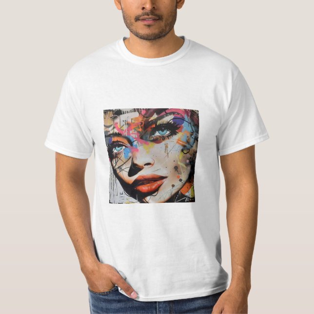 Graffiti of a Woman's Ansikte T Shirt (Framsida)