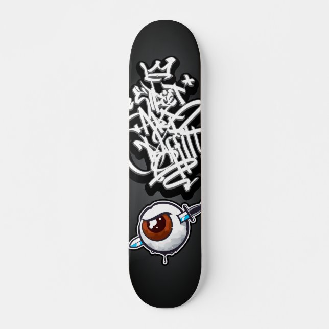 Graffiti öga dagger mini skateboard bräda 18,5 cm (Framsida)