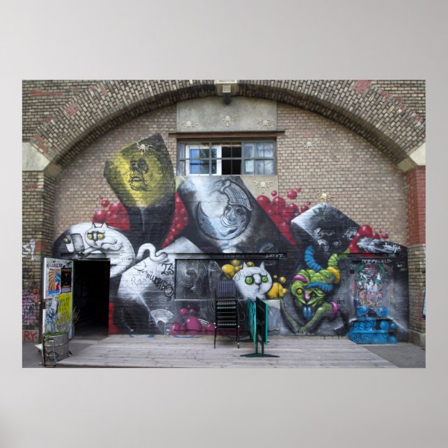Graffiti on Stadtbahnbogen, Wien Österreich Poster (Framsidan)