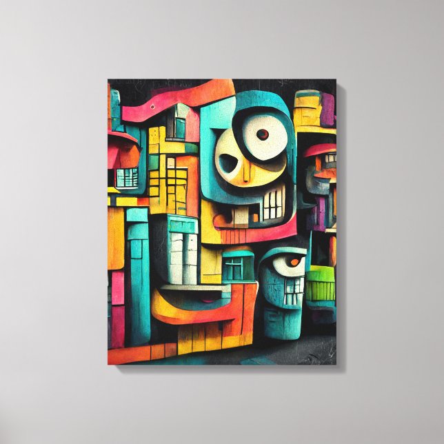 Graffiti på svart bakgrund 3d-målning canvastryck (Framsida)
