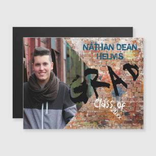 Graffiti på tegelvägg Examensfoto Magnetkort