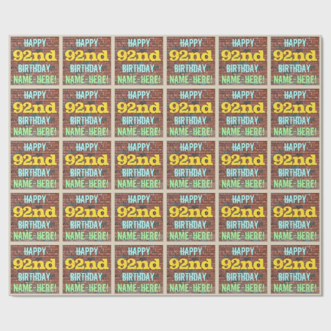 Graffiti på tegelvägg Inspiration till 92-årsdagen Presentpapper (Platt)