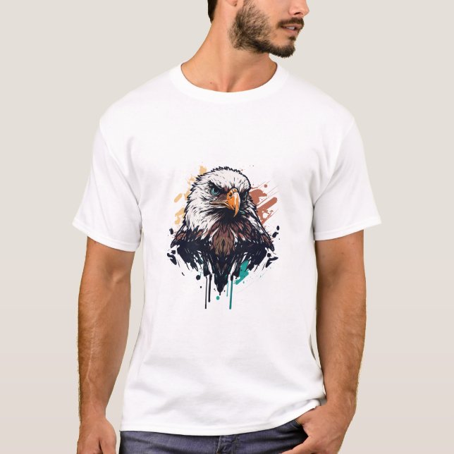 Graffiti Paint Eagle Bird Kreativ Art Painting T Shirt (Framsida)