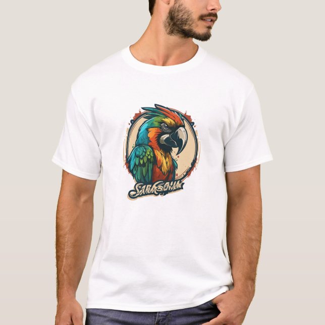 Graffiti Paint Parrot Bird Kreativ Art Painting T Shirt (Framsida)
