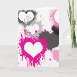 Graffiti Paint Stänk Heart Valentine Day Card Tack Kort