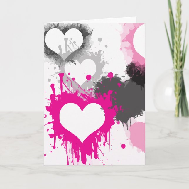 Graffiti Paint Stänk Heart Valentine Day Card Tack Kort (Framsida)