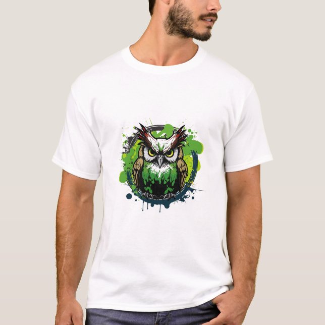 Graffiti Paint Uggla Bird Kreativ Art Painting T Shirt (Framsida)