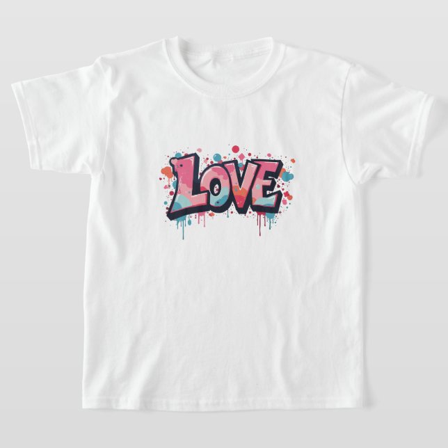 Graffiti Pastel Kärlek Bomb T Shirt (Laydown)