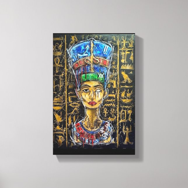 Graffiti Pharaoh Queen Nefertiti Canvastryck (Framsida)