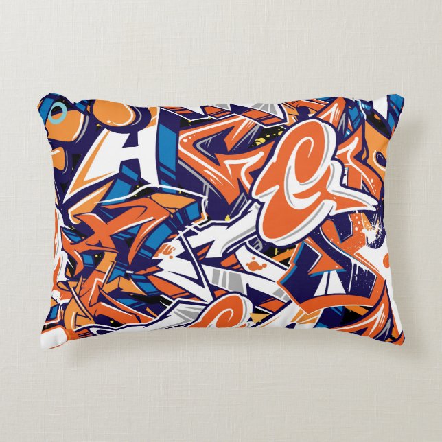 graffiti print teen abstract pattern background  prydnadskudde (Framsidan)