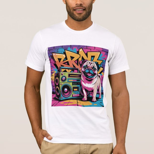 Graffiti Pug T Shirt (Framsida)