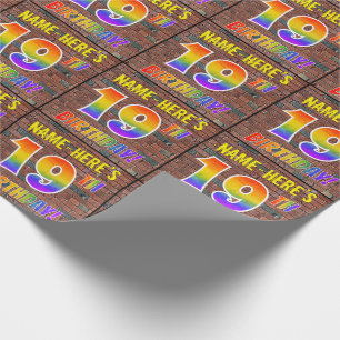 Graffiti Rainbow Titta 19:E BIRTHDAY! & anpassat n Presentpapper
