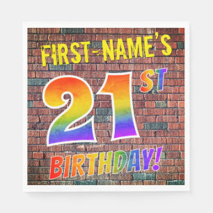 Graffiti Rainbow Titta 21ST BIRTHDAY! + Anpassat n Pappersservett