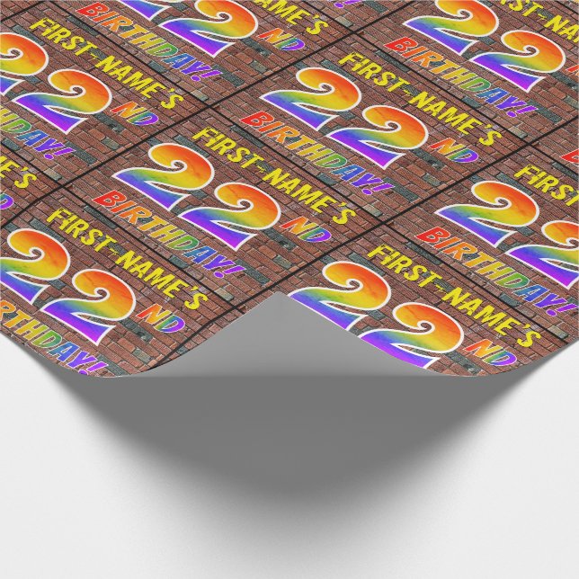 Graffiti Rainbow Titta 22ND BIRTHDAY! & anpassat n Presentpapper (Hörn)