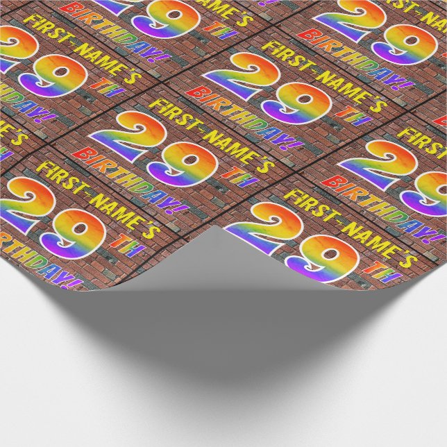 Graffiti Rainbow Titta 29:E BIRTHDAY! & anpassat n Presentpapper (Hörn)