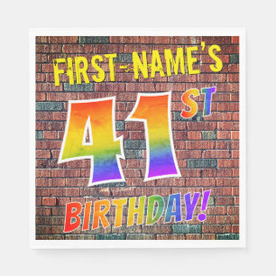 Graffiti Rainbow Titta 41ST BIRTHDAY! + Anpassat n Pappersservett