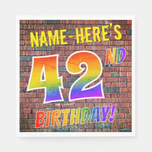 Graffiti Rainbow Titta 42ND BIRTHDAY! + Anpassat n Pappersservett