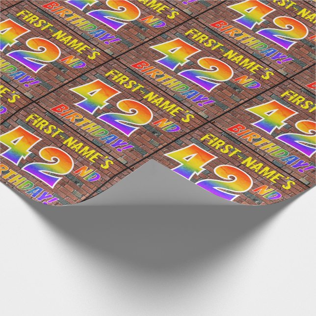 Graffiti Rainbow Titta 42ND BIRTHDAY! & anpassat n Presentpapper (Hörn)