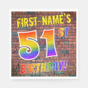Graffiti Rainbow Titta 51ST BIRTHDAY! + Anpassat n Pappersservett