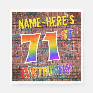 Graffiti Rainbow Titta 71ST BIRTHDAY! + Anpassat n Pappersservett
