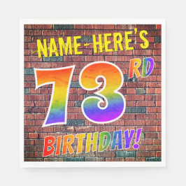 Graffiti Rainbow Titta 73RD BIRTHDAY! + Anpassat n Pappersservett