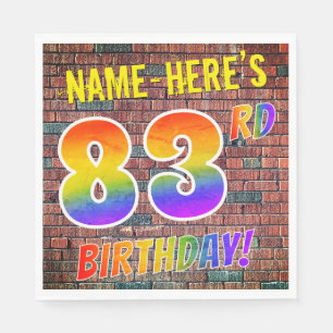 Graffiti Rainbow Titta 83RD BIRTHDAY! + Anpassat n Pappersservett