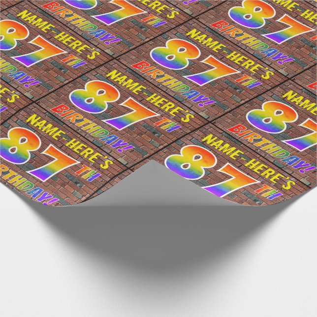 Graffiti Rainbow Titta 87:E BIRTHDAY! & anpassat n Presentpapper (Hörn)
