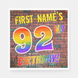 Graffiti Rainbow Titta 92ND BIRTHDAY! + Anpassat n Pappersservett