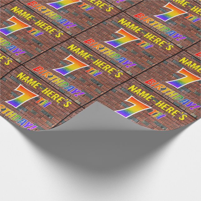 Graffiti Rainbow titta på 7:E BIRTHDAY! & anpassat Presentpapper (Hörn)