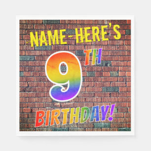 Graffiti Rainbow Titta på 9:E BIRTHDAY! + Anpassat Pappersservett