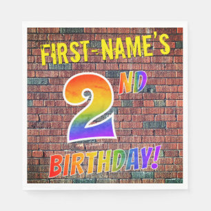 Graffiti Rainbow Titta på andra BIRTHDAY! + Anpass Pappersservett