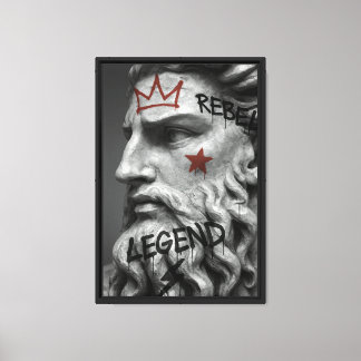 Graffiti Rebel Kung Bust med Krona Canvastryck