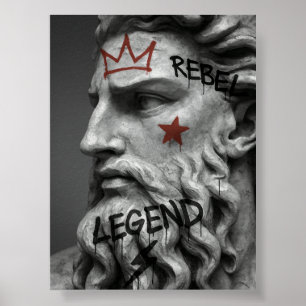 Graffiti Rebel Kung Bust med Krona Poster