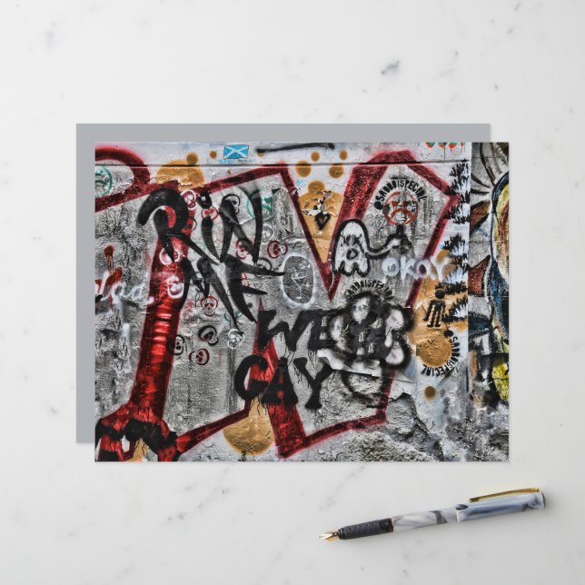Graffiti Red Grått Brev Urban Street Wall Art (Fram/Back In Situ)