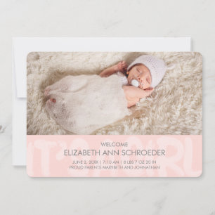 Graffiti Rosa Baby Birth Announcement Card Meddelande