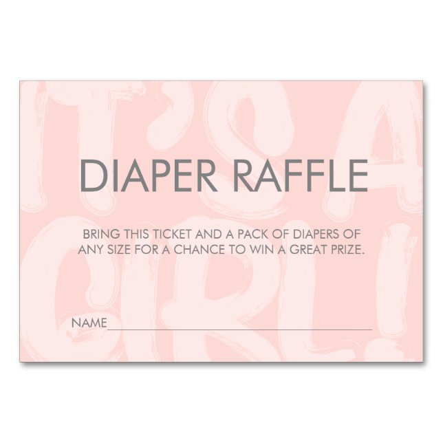 Graffiti Rosa Baby Shower Diaper Raffle Biljett Bordsnummer (Framsidan)