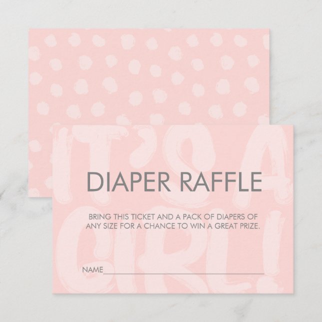 Graffiti Rosa Baby Shower Diaper Raffle Biljett Inbjudningar (Fram/baksida)