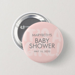 Graffiti Rosa Baby Shower its A Girl Button Knapp