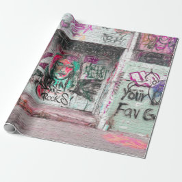 Graffiti Rosa Grönt Grunge Urban Street Wall Art Presentpapper