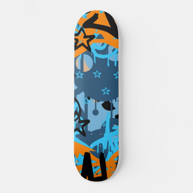 Graffiti Scribbles Mini Skateboard Bräda 18,5 Cm (Framsida)