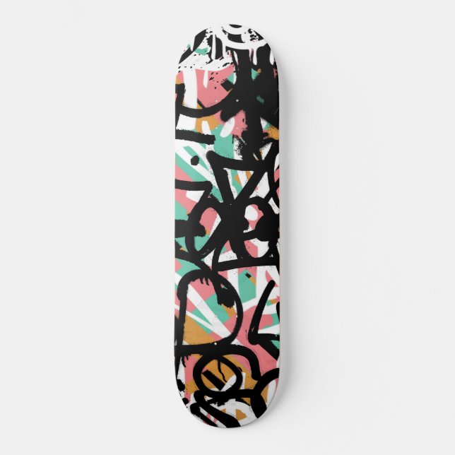Graffiti Scribbles Mini Skateboard Bräda 18,5 Cm (Framsida)