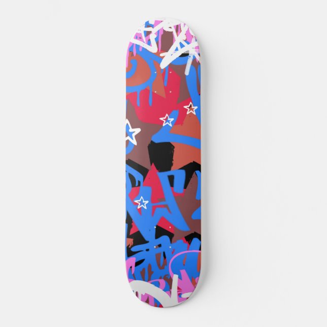 Graffiti Scribbles Mini Skateboard Bräda 18,5 Cm (Framsida)