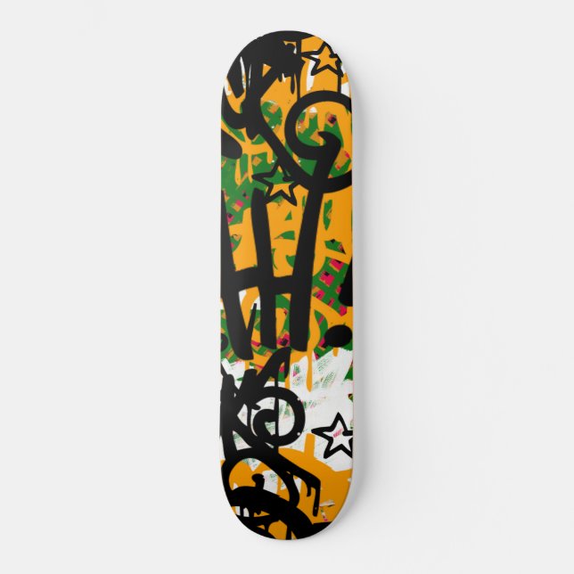 Graffiti Scribbles Mini Skateboard Bräda 18,5 Cm (Framsida)