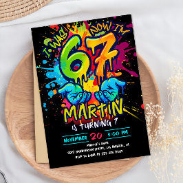 Graffiti Six Seven Birthday Invitation Inbjudningar