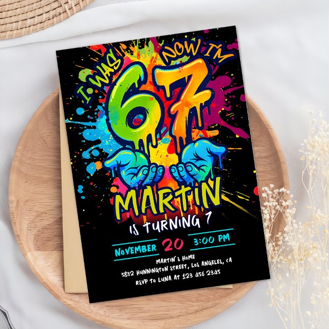 Graffiti Six Seven Birthday Invitation Inbjudningar (Skapare uppladdad)