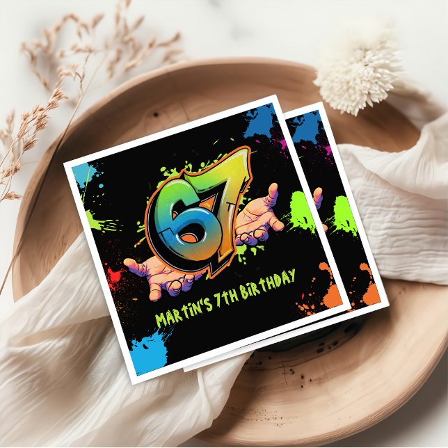 Graffiti Six Seven Kids Birthday Napkins Pappersservett (Skapare uppladdad)